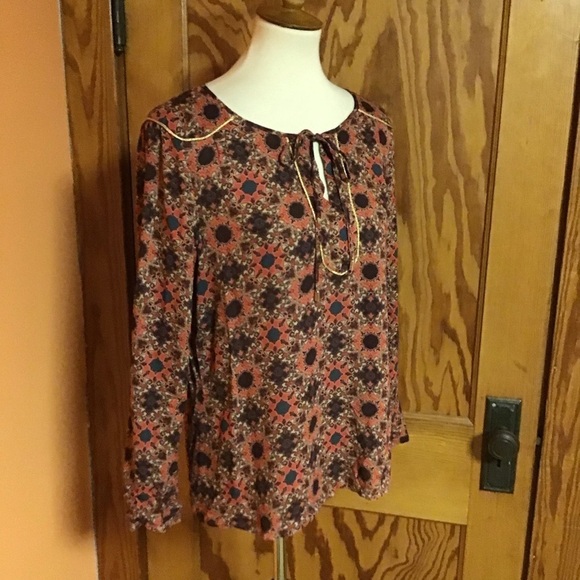 Gibson Latimer ethnic vibes peasant top - Picture 6 of 9